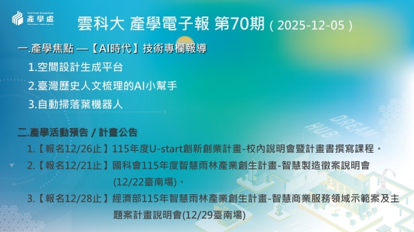 產學電子報 第70期 (2025-12-05)