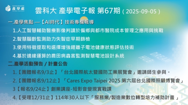 產學電子報 第67期 (2025-09-05)